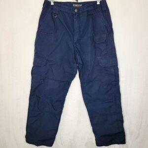 5.11 Tactical Flannel Lined Blue Cargo Pants Durable Straight Leg Size 32